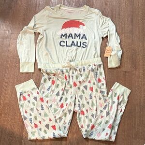 Capelli of New York Mama Claus Pajama Set - Cream and Multicolor